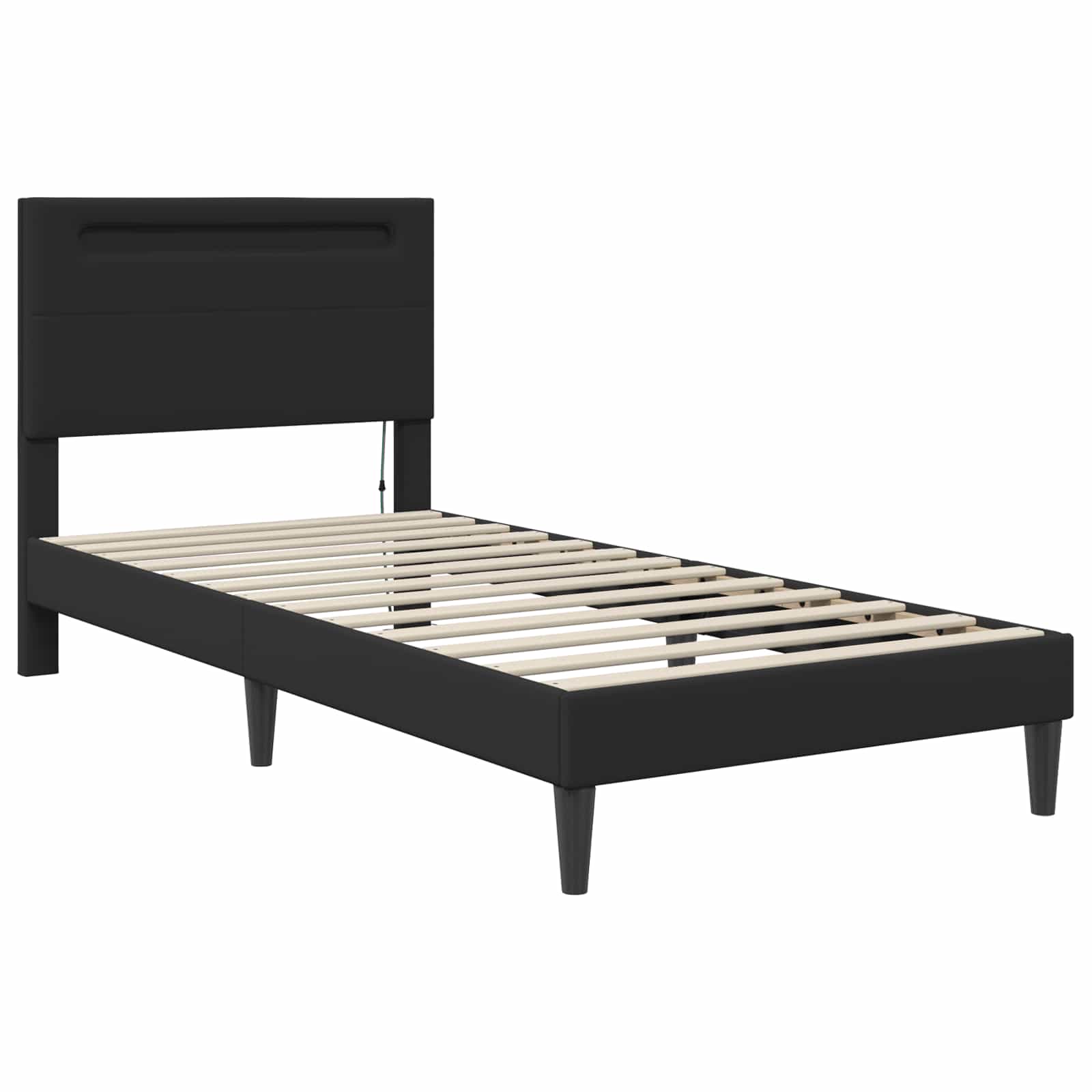 vidaXL Bedframe met LED-stripverlichting Zwart 90 x 190 cm Kunstleer