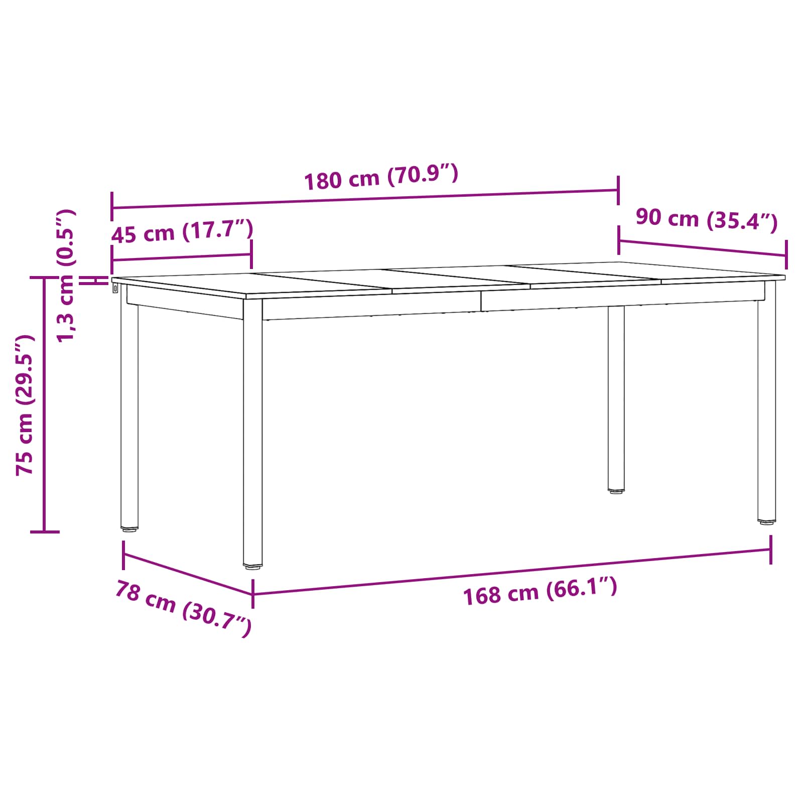 vidaXL Eettafels 60 x 60 x 75 cm METAAL