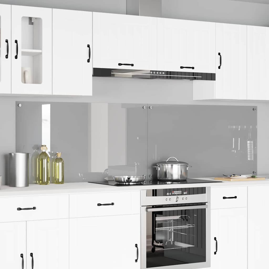 vidaXL Keuken Achterwand 2 pcs Lichtgrijs 70 x 40 cm gehard glas