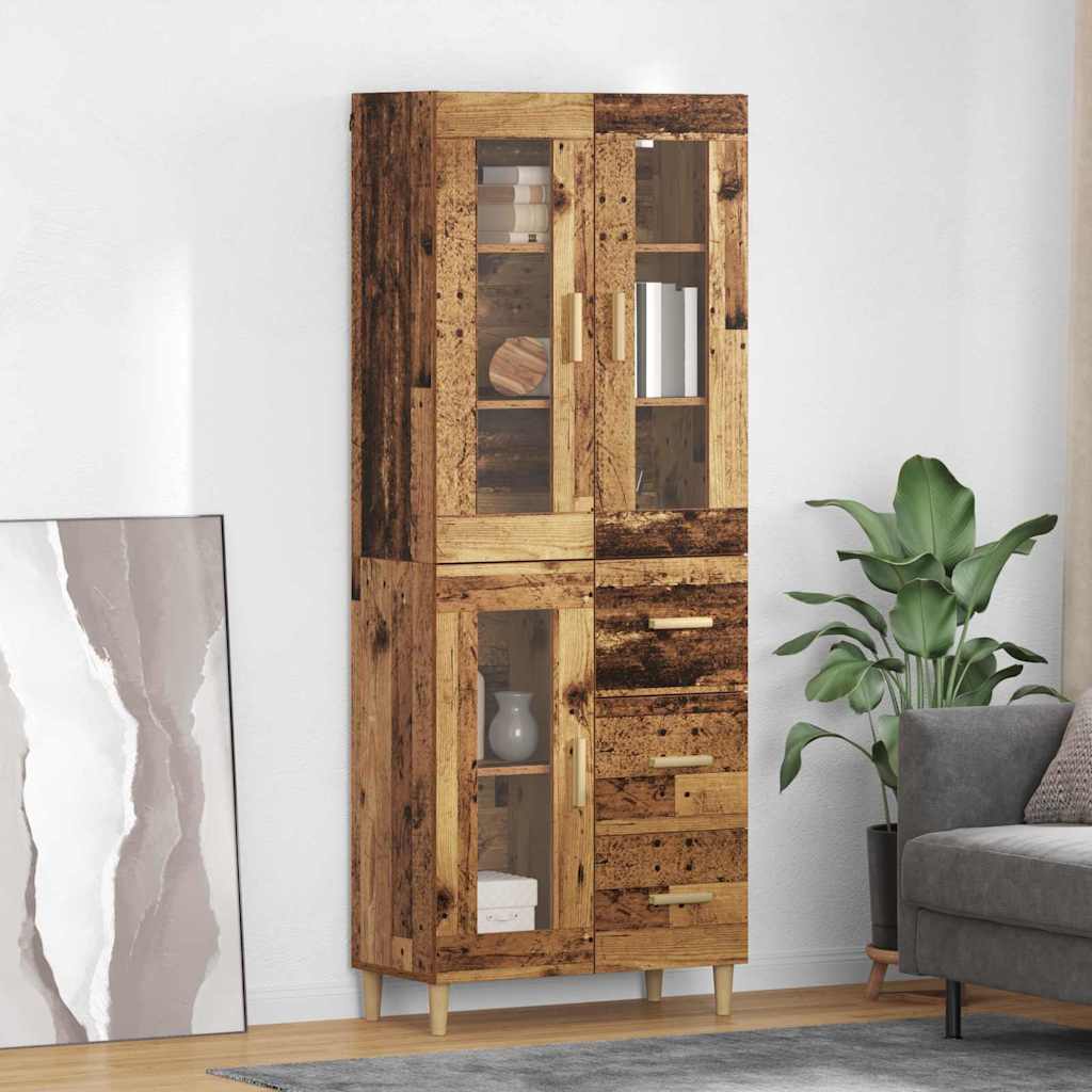 vidaXL Highboard Wandgemonteerd 2 pcs Zwart Eiken Bewerkt hout