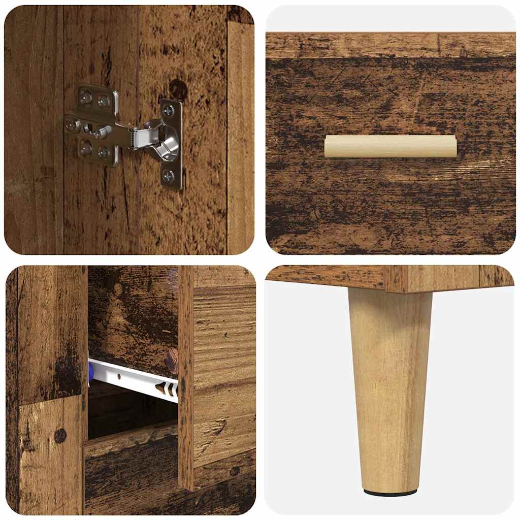 vidaXL Highboard Wandgemonteerd 2 pcs Zwart Eiken Bewerkt hout