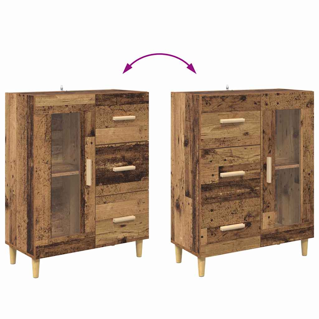 vidaXL Highboard Wandgemonteerd 2 pcs Zwart Eiken Bewerkt hout