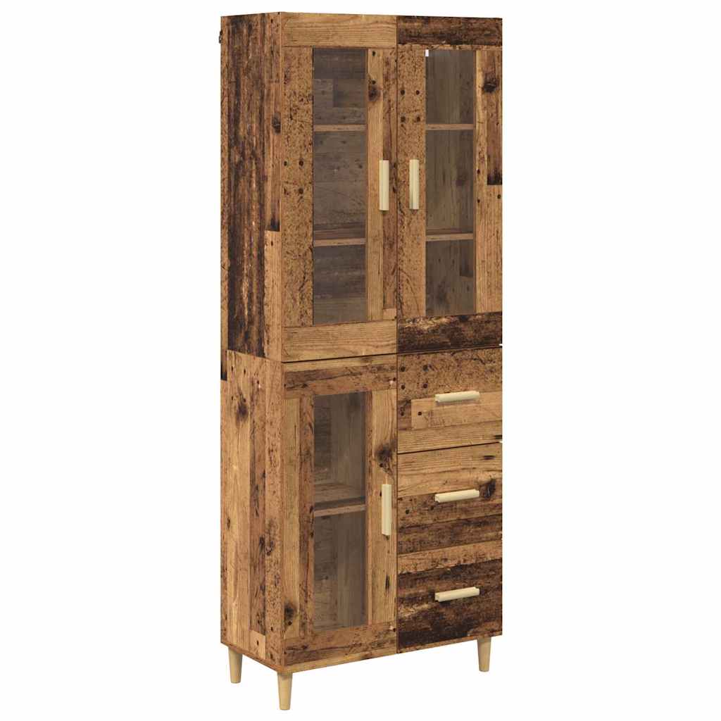 vidaXL Highboard Wandgemonteerd 2 pcs Zwart Eiken Bewerkt hout