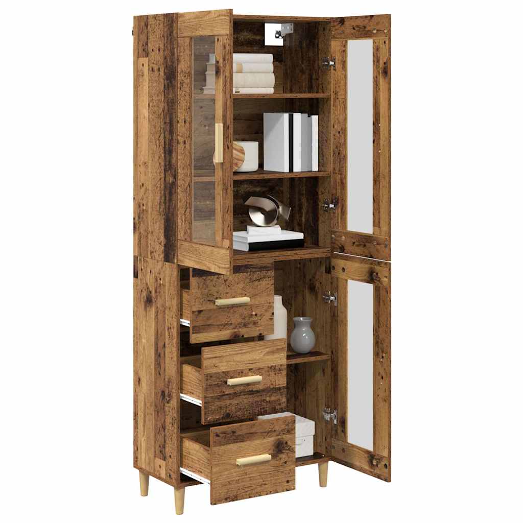 vidaXL Highboard Wandgemonteerd 2 pcs Zwart Eiken Bewerkt hout