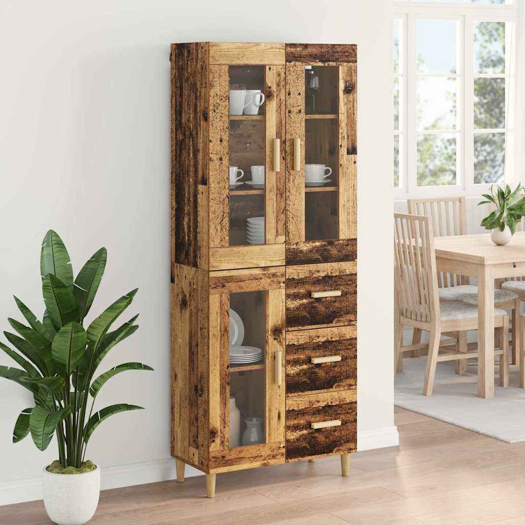vidaXL Highboard Wandgemonteerd 2 pcs Zwart Eiken Bewerkt hout