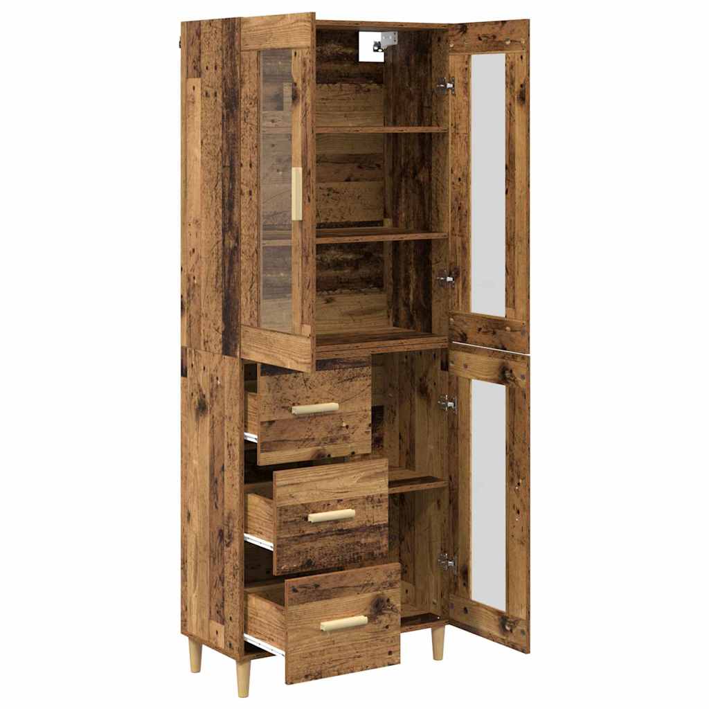 vidaXL Highboard Wandgemonteerd 2 pcs Zwart Eiken Bewerkt hout
