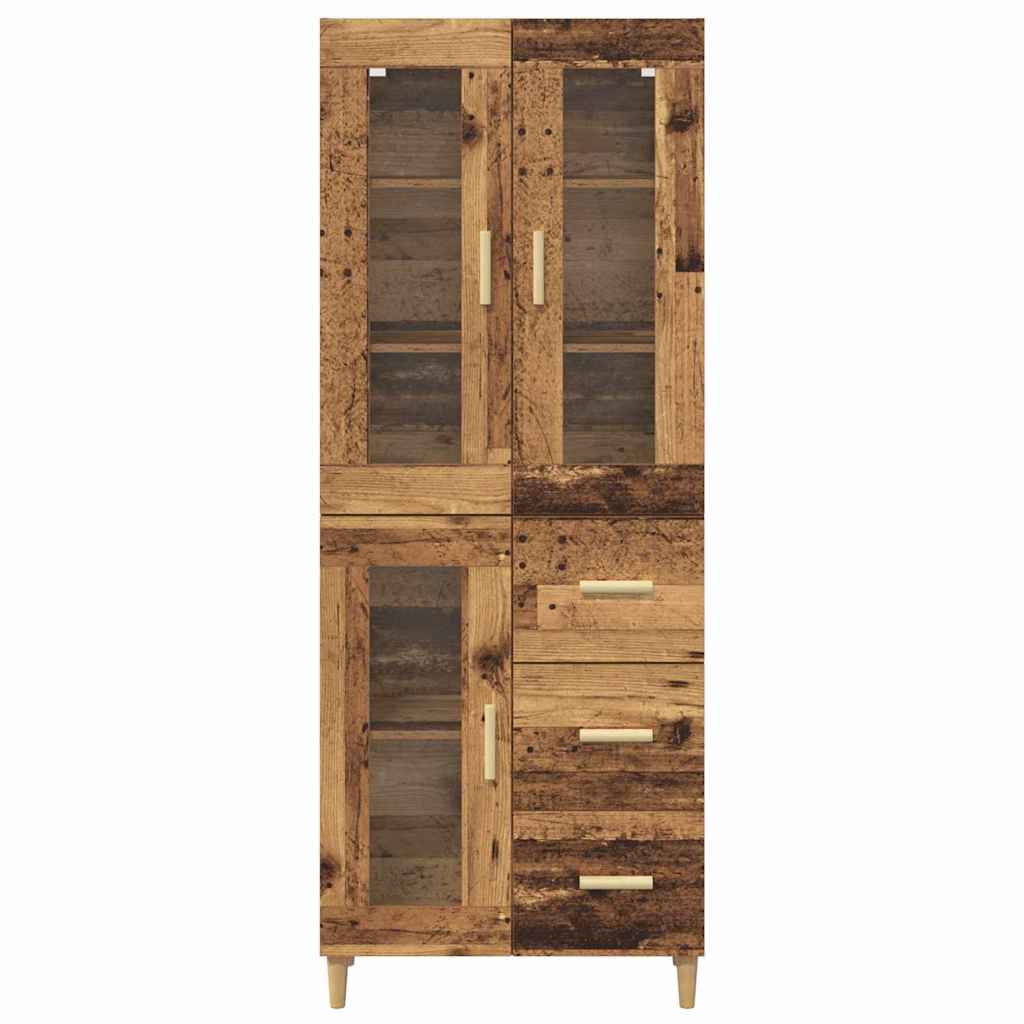 vidaXL Highboard Wandgemonteerd 2 pcs Zwart Eiken Bewerkt hout