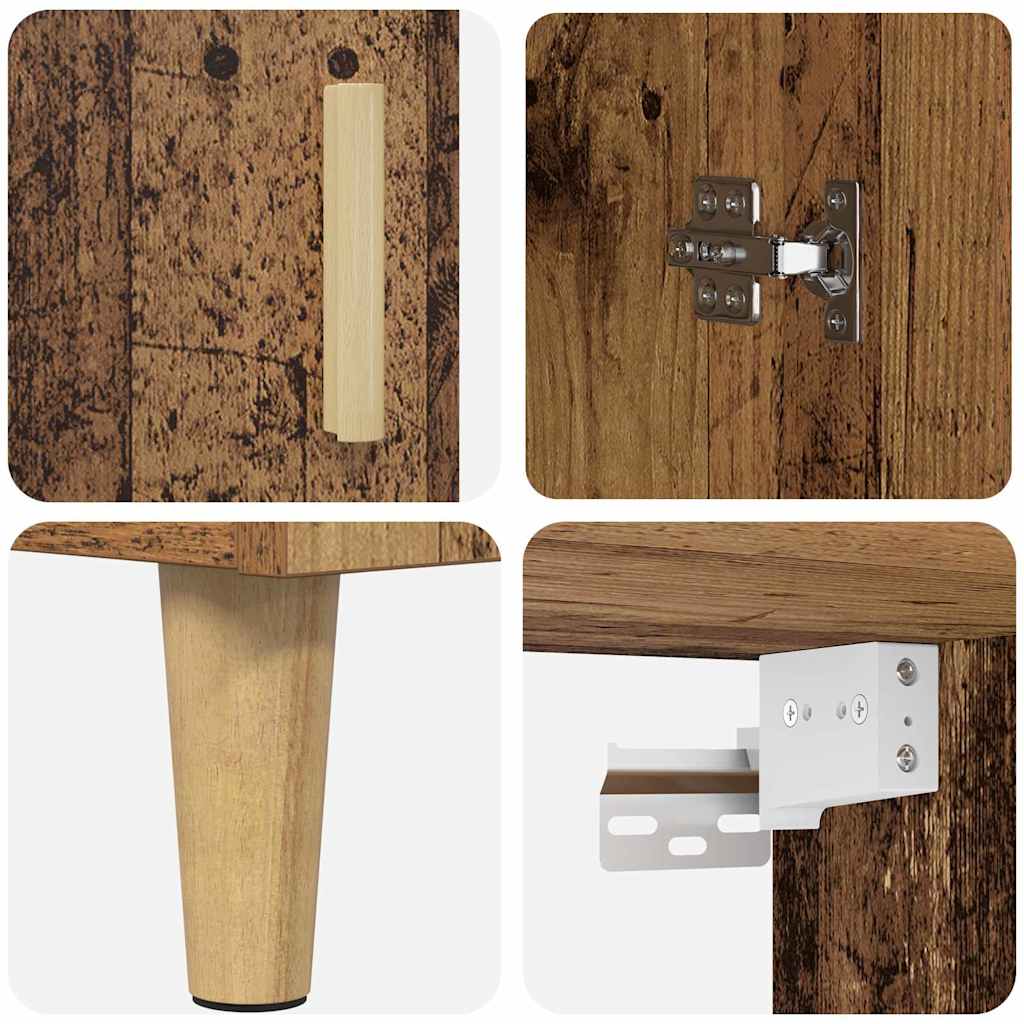 vidaXL Highboard Wandgemonteerd 2 pcs Zwart Eiken Bewerkt hout