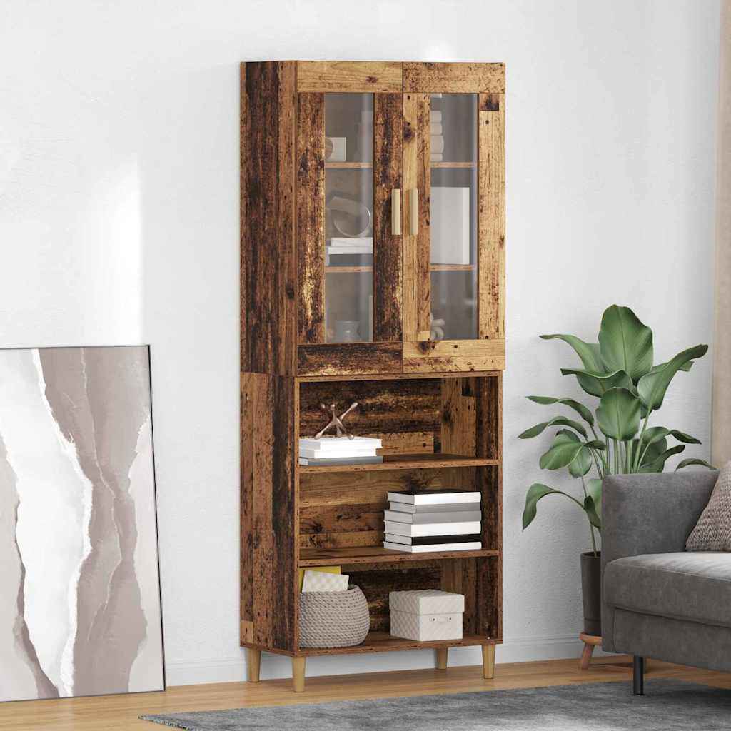 vidaXL Highboard Wandgemonteerd 2 pcs Zwart Eiken Bewerkt hout