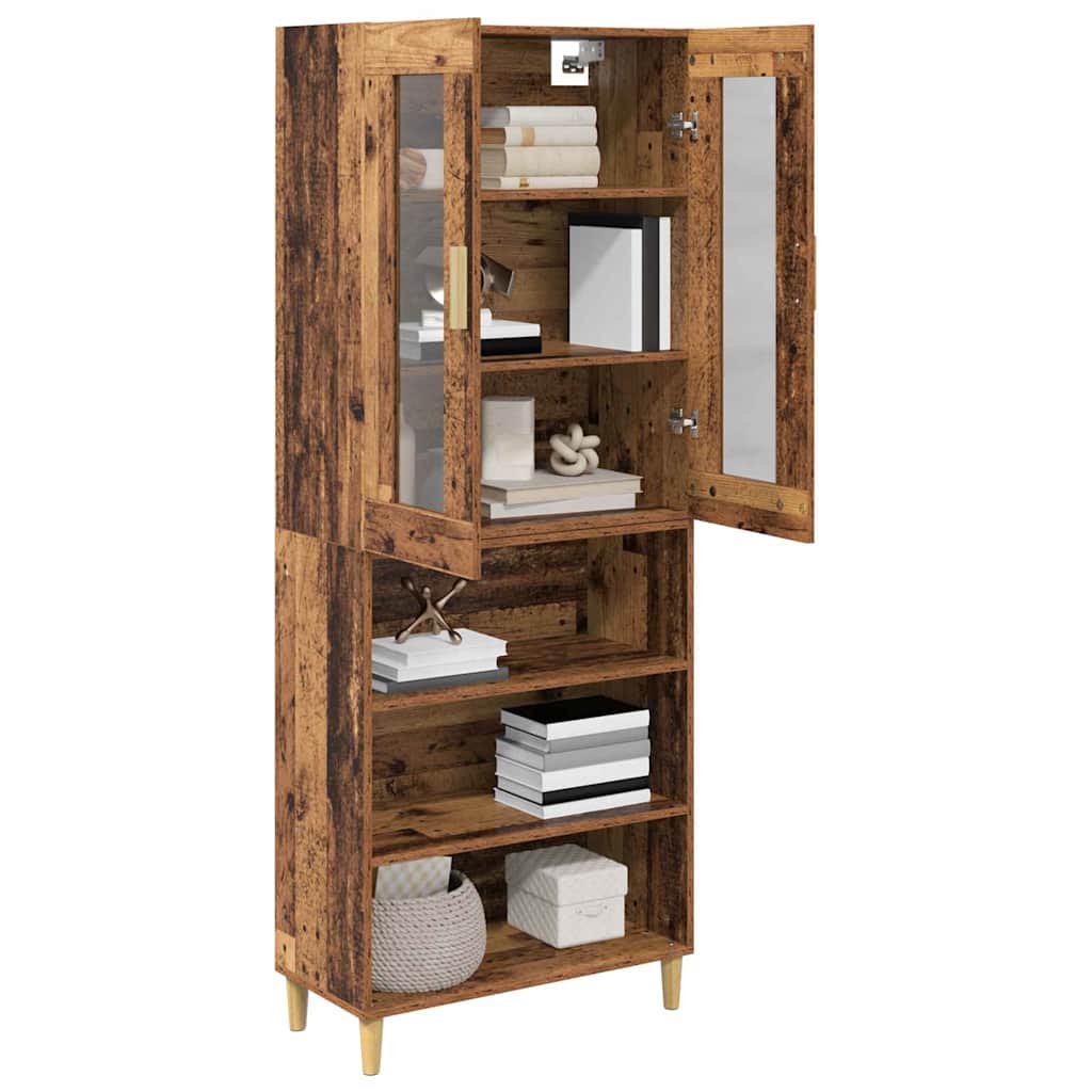 vidaXL Highboard Wandgemonteerd 2 pcs Zwart Eiken Bewerkt hout