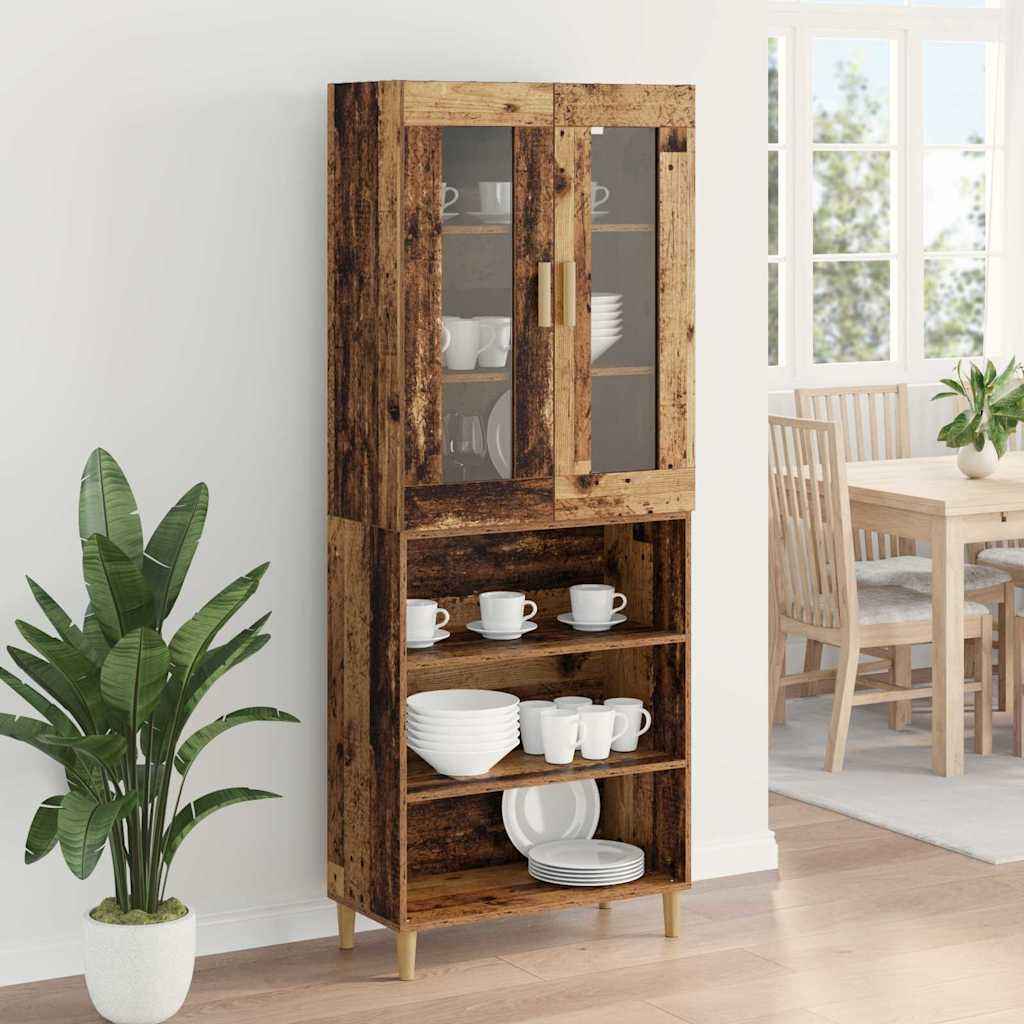 vidaXL Highboard Wandgemonteerd 2 pcs Zwart Eiken Bewerkt hout