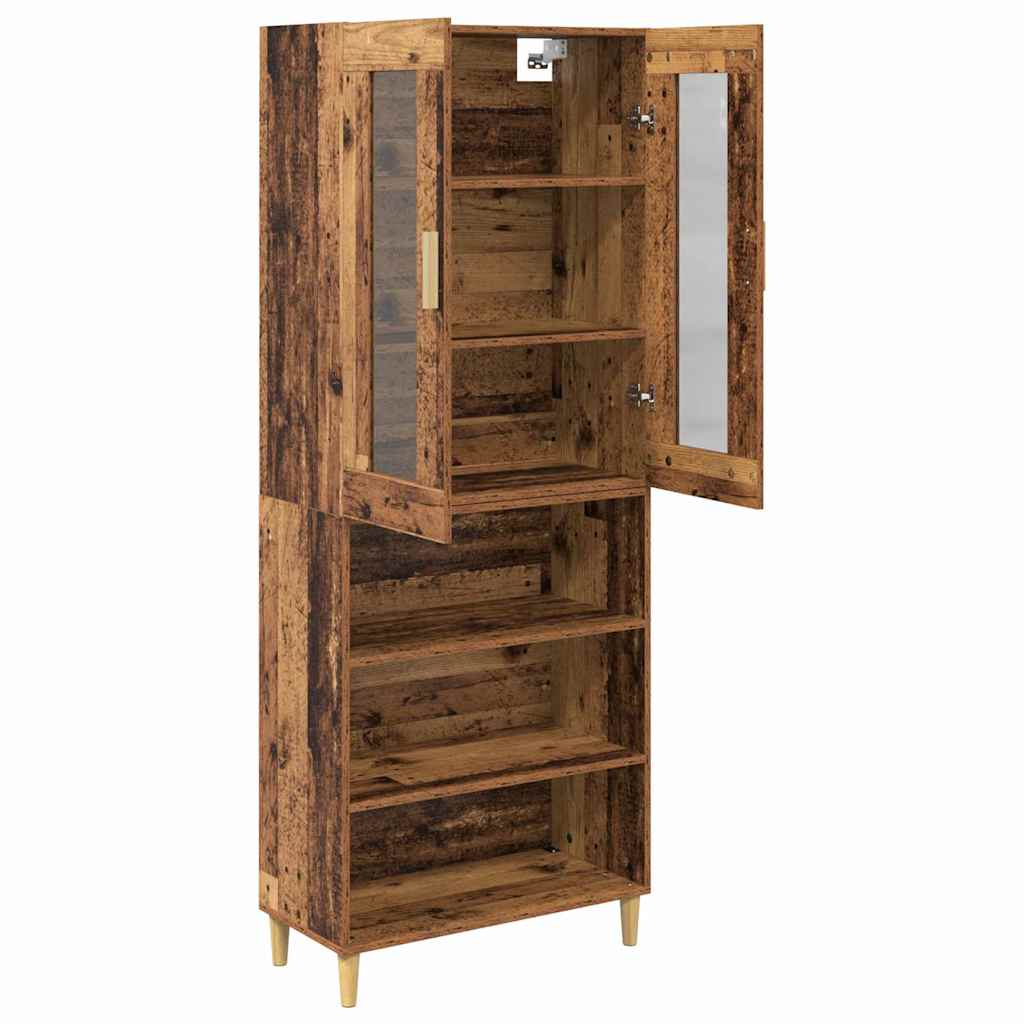 vidaXL Highboard Wandgemonteerd 2 pcs Zwart Eiken Bewerkt hout