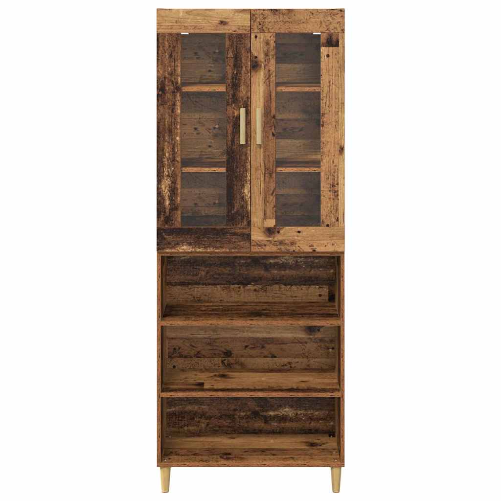 vidaXL Highboard Wandgemonteerd 2 pcs Zwart Eiken Bewerkt hout