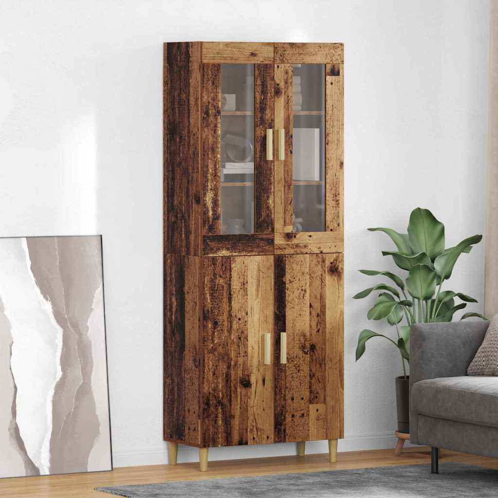 vidaXL Highboard Wandgemonteerd 2 pcs Zwart Eiken Bewerkt hout