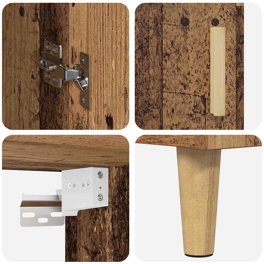 vidaXL Highboard Wandgemonteerd 2 pcs Zwart Eiken Bewerkt hout