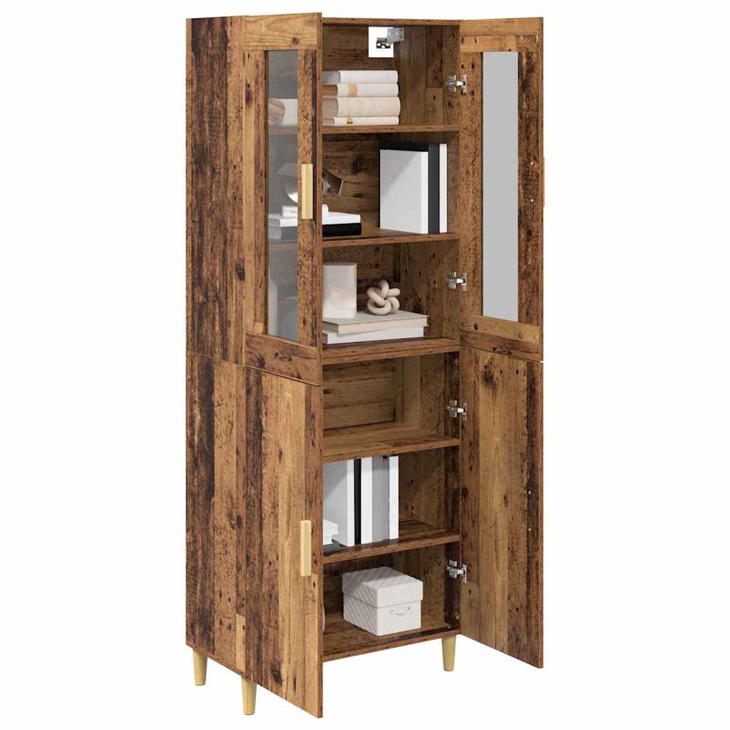 vidaXL Highboard Wandgemonteerd 2 pcs Zwart Eiken Bewerkt hout