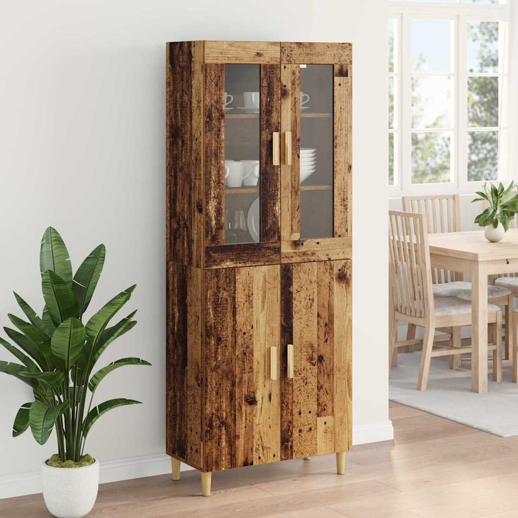 vidaXL Highboard Wandgemonteerd 2 pcs Zwart Eiken Bewerkt hout