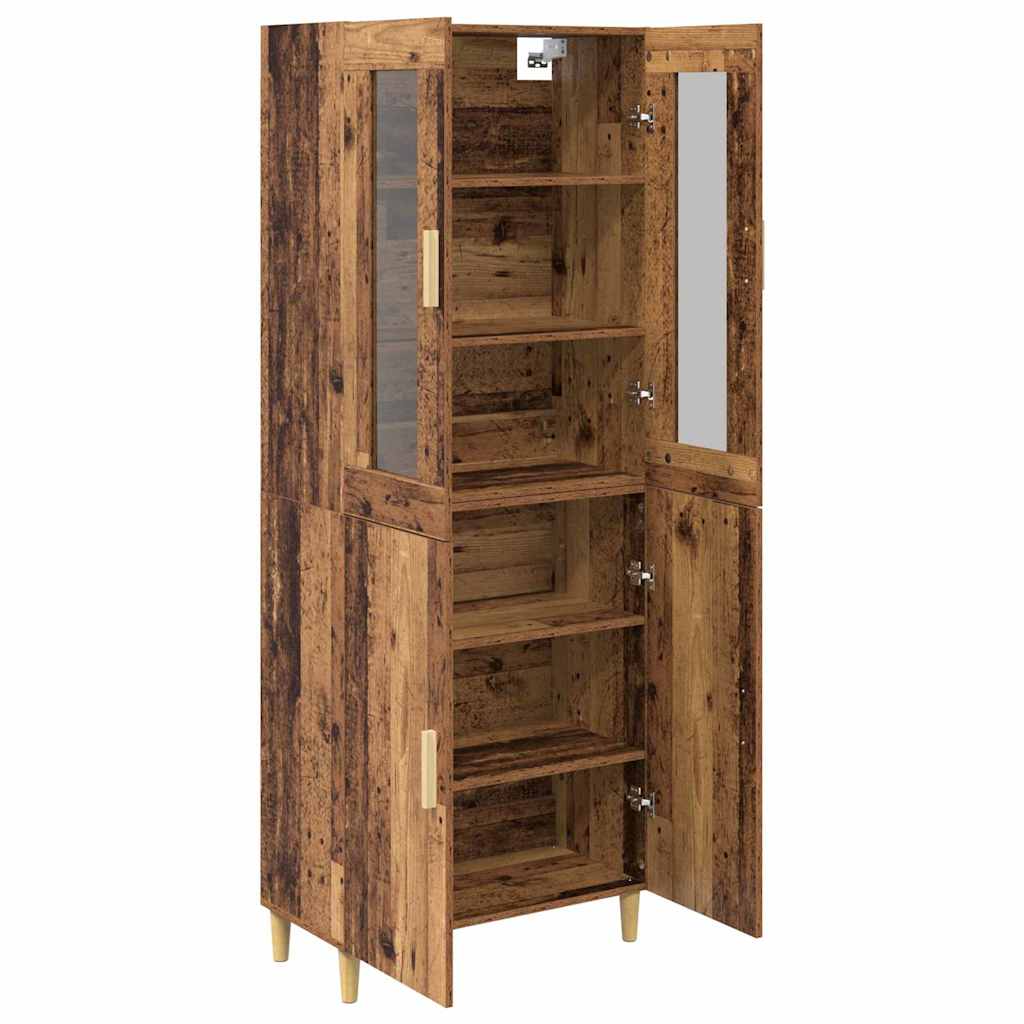 vidaXL Highboard Wandgemonteerd 2 pcs Zwart Eiken Bewerkt hout