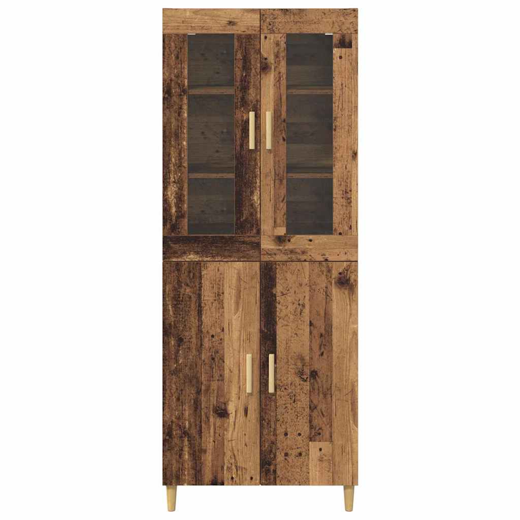 vidaXL Highboard Wandgemonteerd 2 pcs Zwart Eiken Bewerkt hout