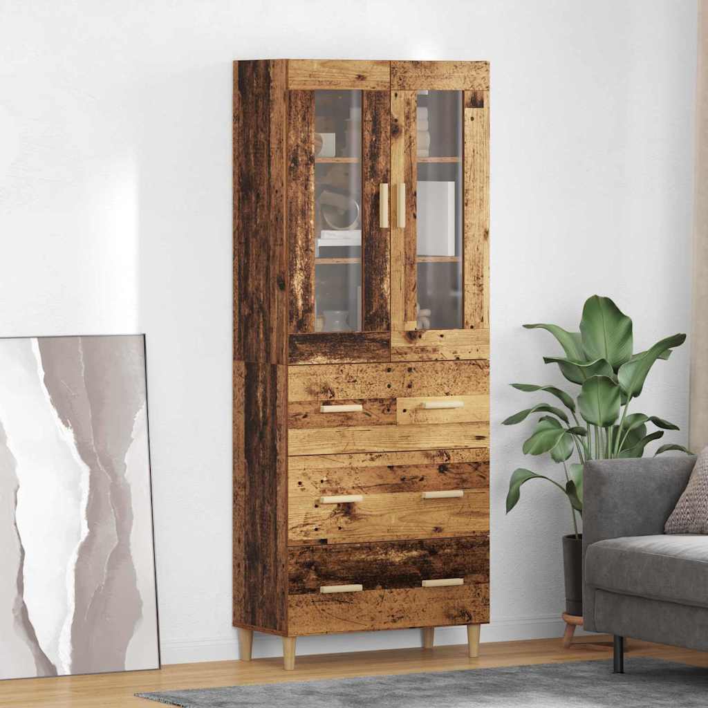 vidaXL Highboard Wandgemonteerd 2 pcs Zwart Eiken Bewerkt hout
