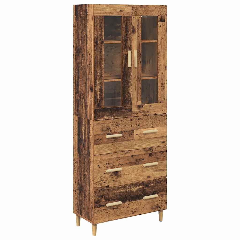 vidaXL Highboard Wandgemonteerd 2 pcs Zwart Eiken Bewerkt hout
