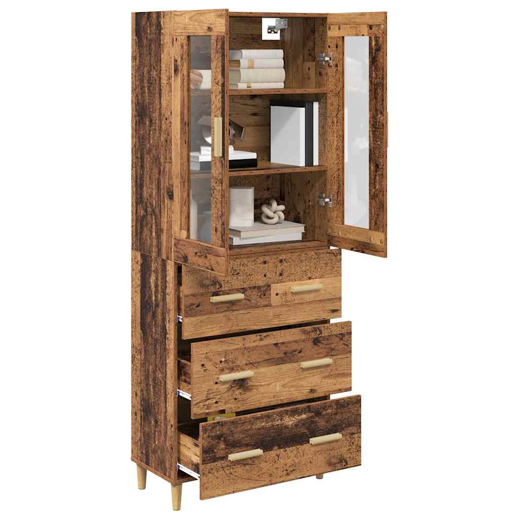 vidaXL Highboard Wandgemonteerd 2 pcs Zwart Eiken Bewerkt hout