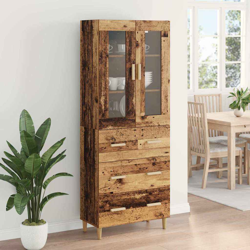 vidaXL Highboard Wandgemonteerd 2 pcs Zwart Eiken Bewerkt hout