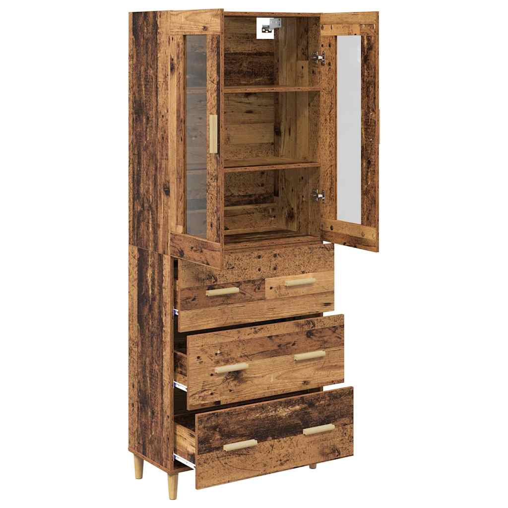 vidaXL Highboard Wandgemonteerd 2 pcs Zwart Eiken Bewerkt hout