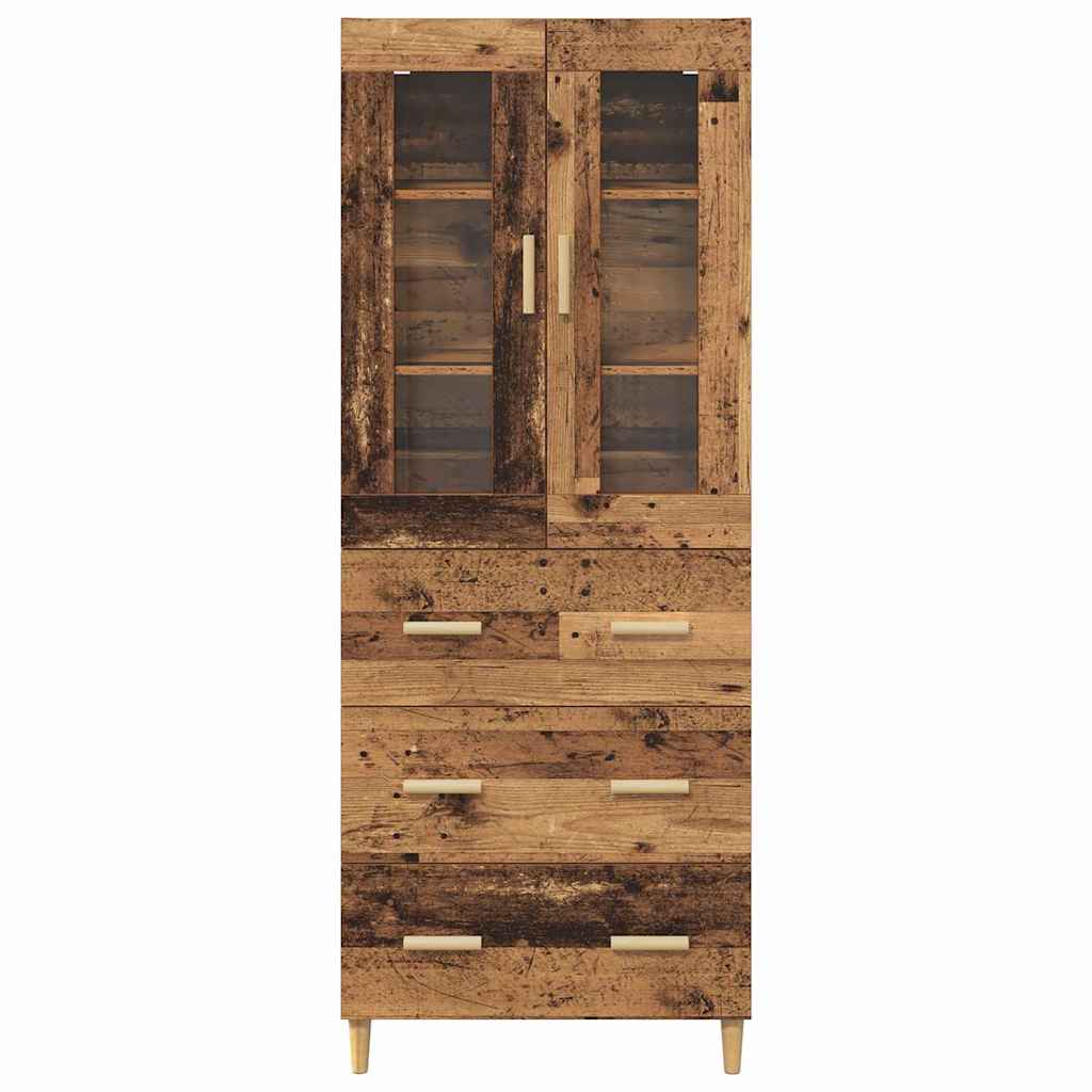 vidaXL Highboard Wandgemonteerd 2 pcs Zwart Eiken Bewerkt hout