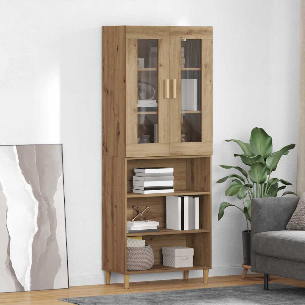 vidaXL Highboard Wandgemonteerd 2 pcs Zwart Eiken Bewerkt hout