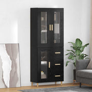 vidaXL Highboard Wandgemonteerd 2 pcs Zwart Eiken Bewerkt hout