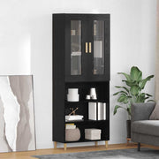 vidaXL Highboard Wandgemonteerd 2 pcs Zwart Eiken Bewerkt hout