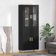 vidaXL Highboard Wandgemonteerd 2 pcs Zwart Eiken Bewerkt hout