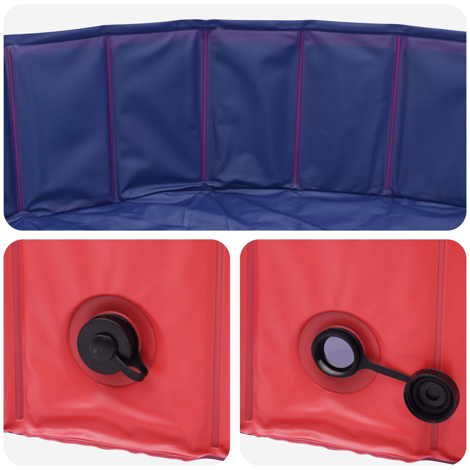 vidaXL Opvouwbaar zwembadd voor honden Rood en blauw 80 x 80 x 20 cm