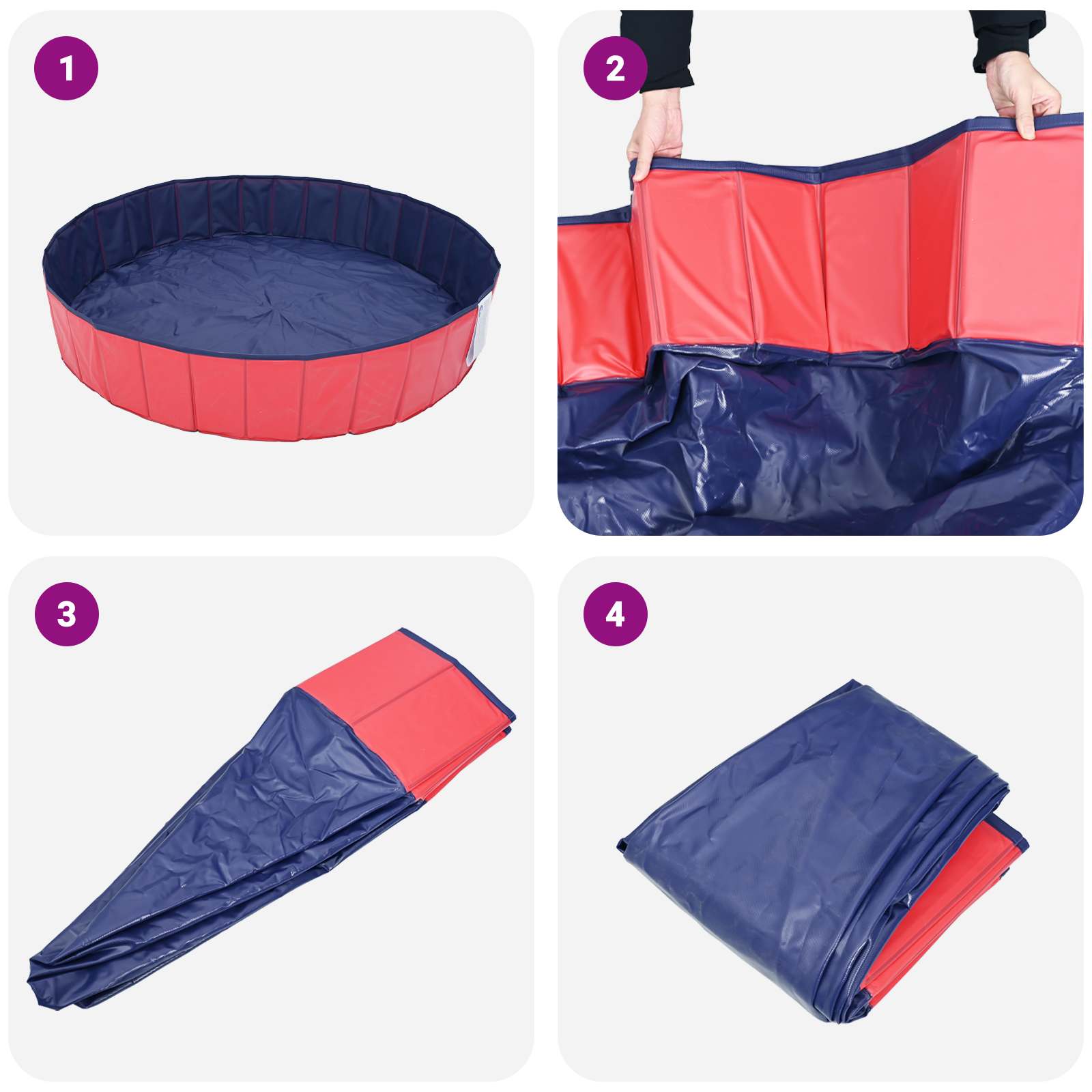 vidaXL Opvouwbaar zwembadd voor honden Rood en blauw 80 x 80 x 20 cm