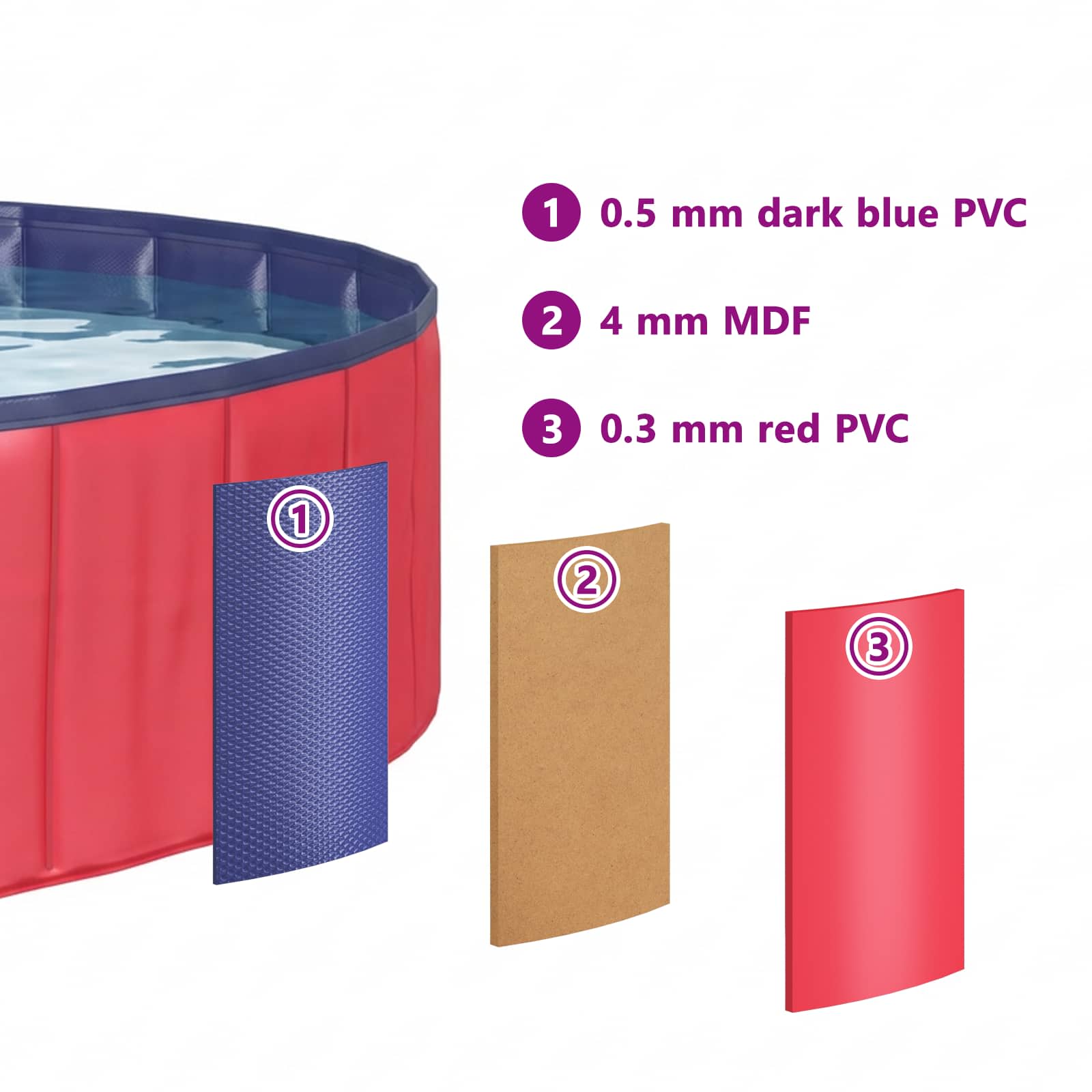 vidaXL Opvouwbaar zwembadd voor honden Rood en blauw 80 x 80 x 20 cm