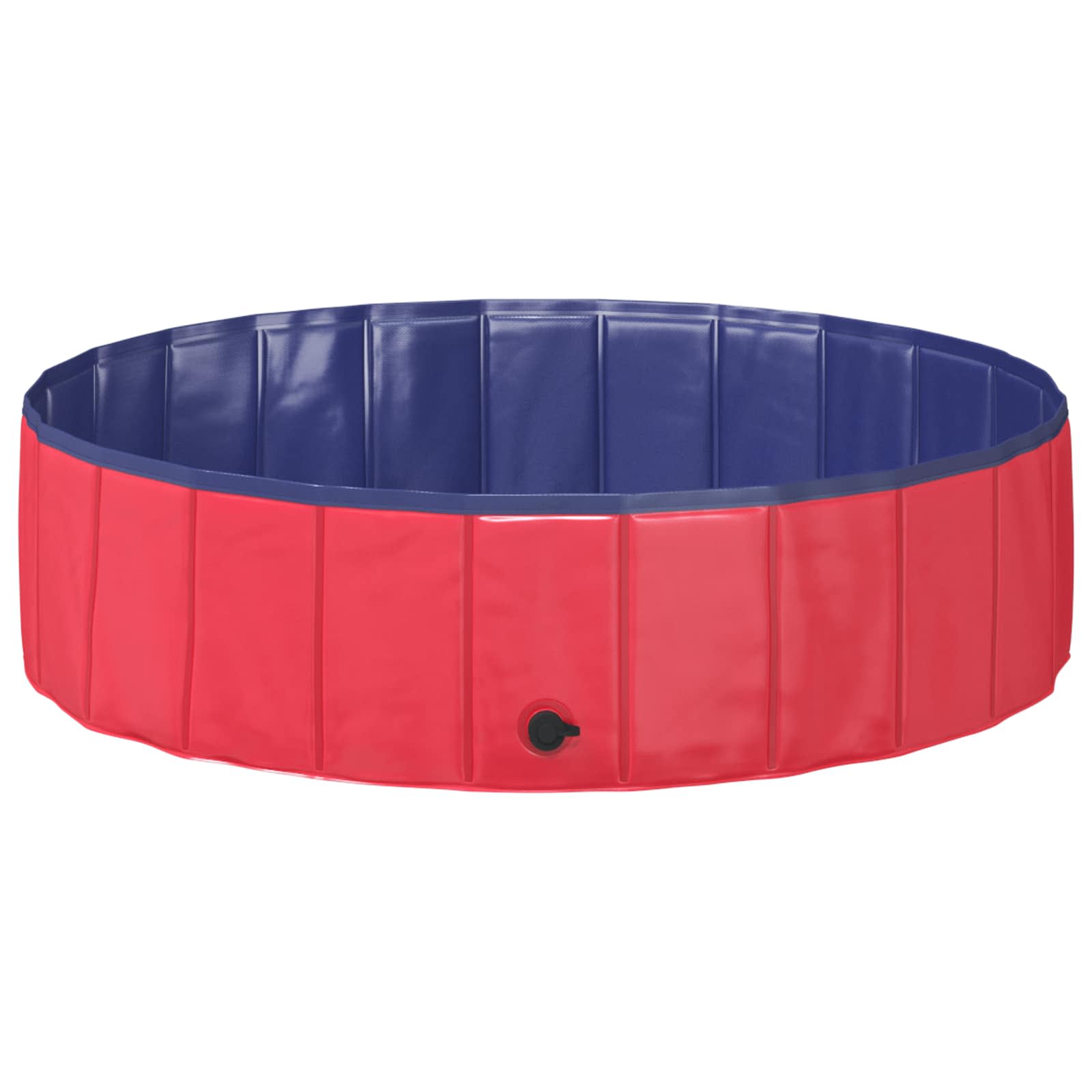 vidaXL Opvouwbaar zwembadd voor honden Rood en blauw 80 x 80 x 20 cm