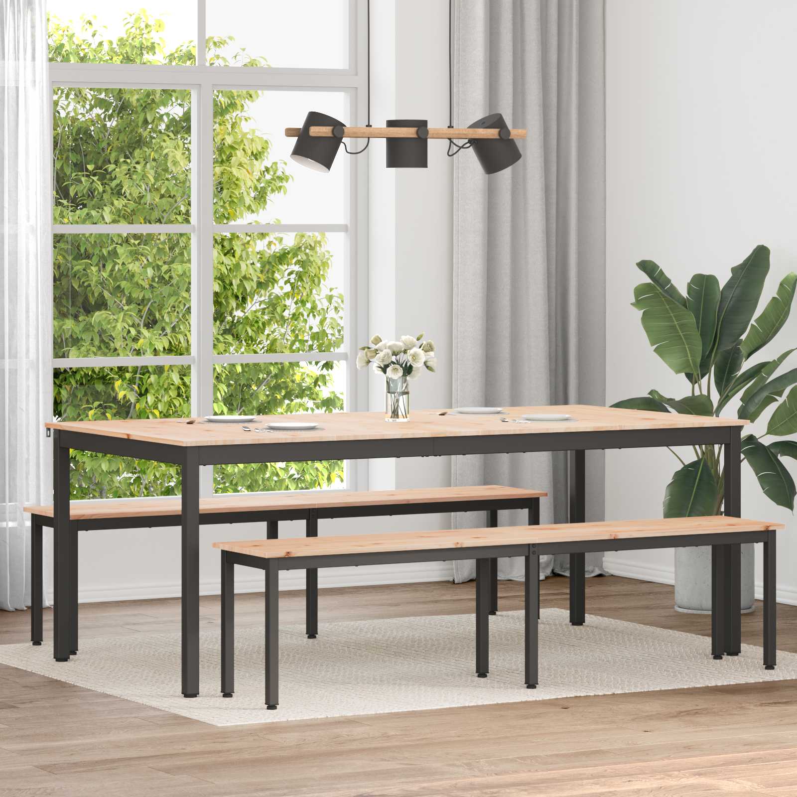 vidaXL Eettafel Naturel 200 x 100 x 75 cm Massief grenenhout