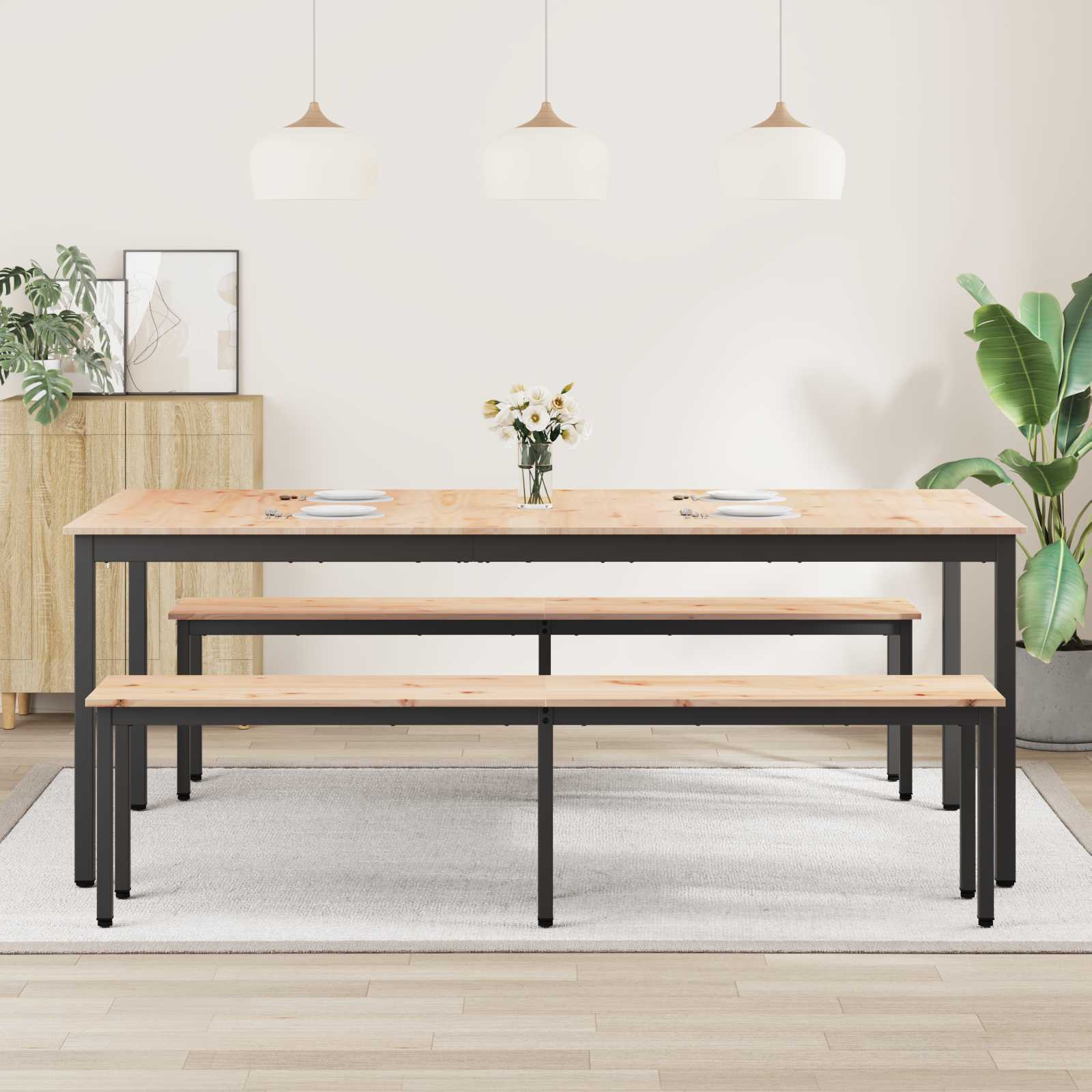 vidaXL Eettafel Naturel 200 x 100 x 75 cm Massief grenenhout