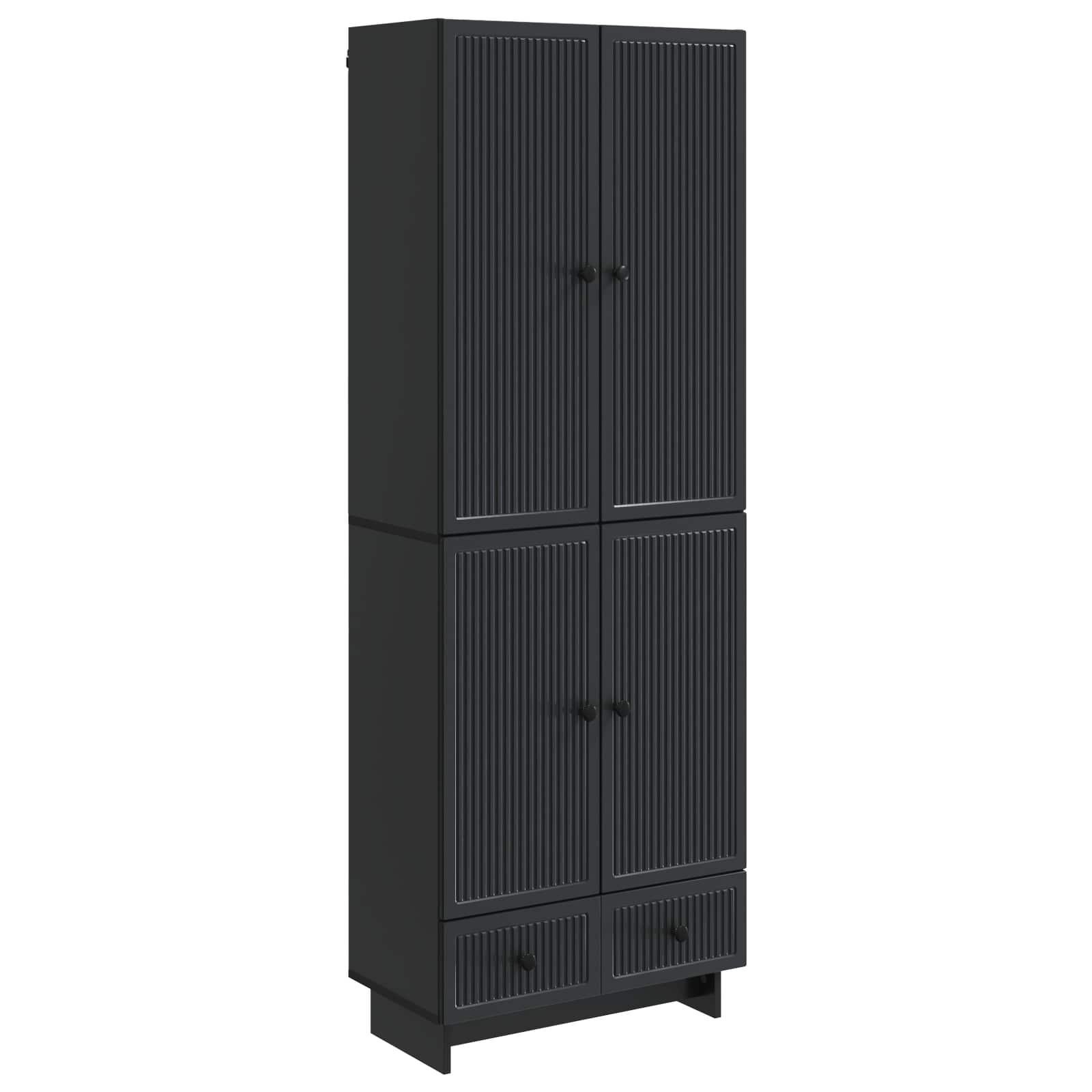 vidaXL Kastenset 2 pcs Zwart 66 x 34,5 x 95 cm Bewerkt hout