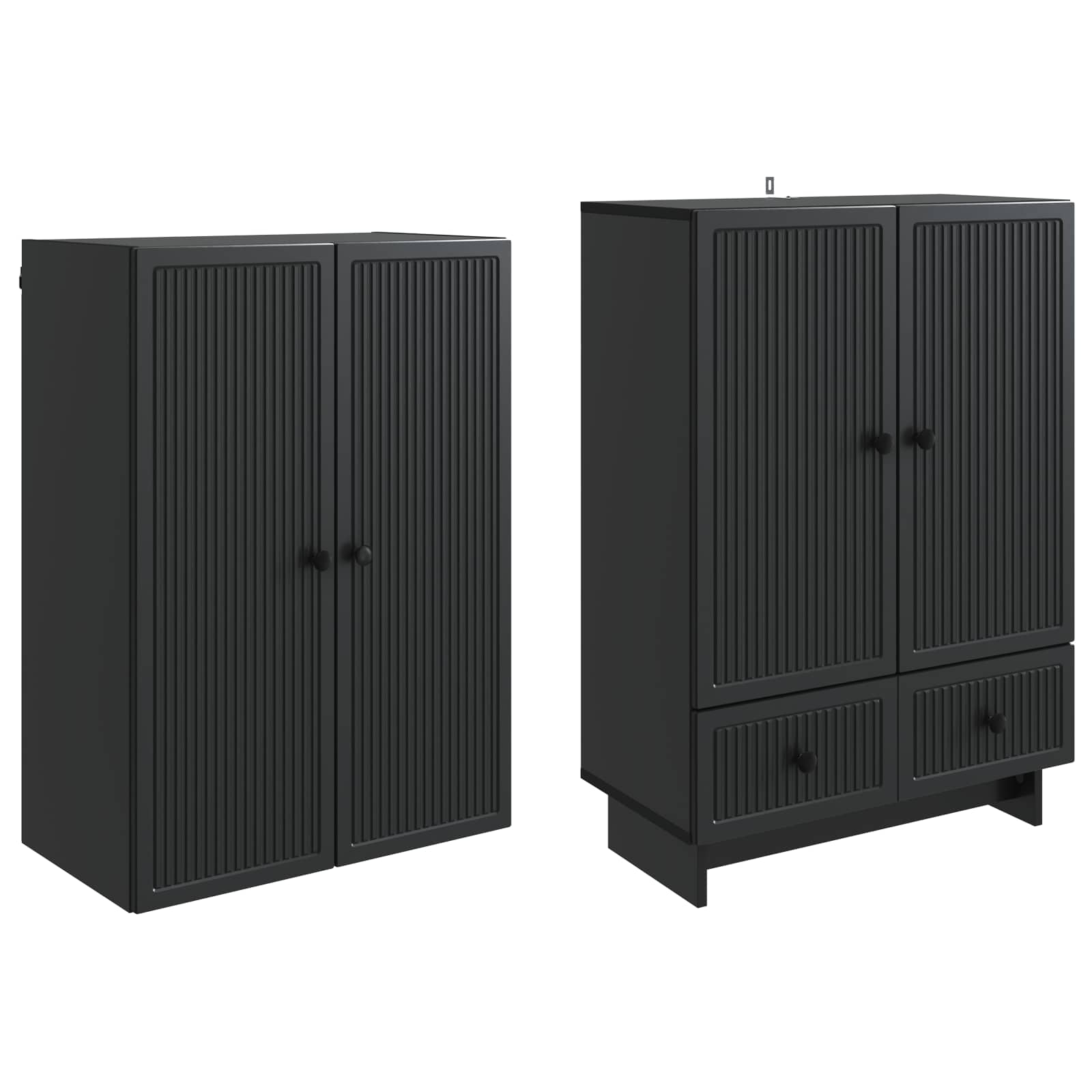 vidaXL Kastenset 2 pcs Zwart 66 x 34,5 x 95 cm Bewerkt hout