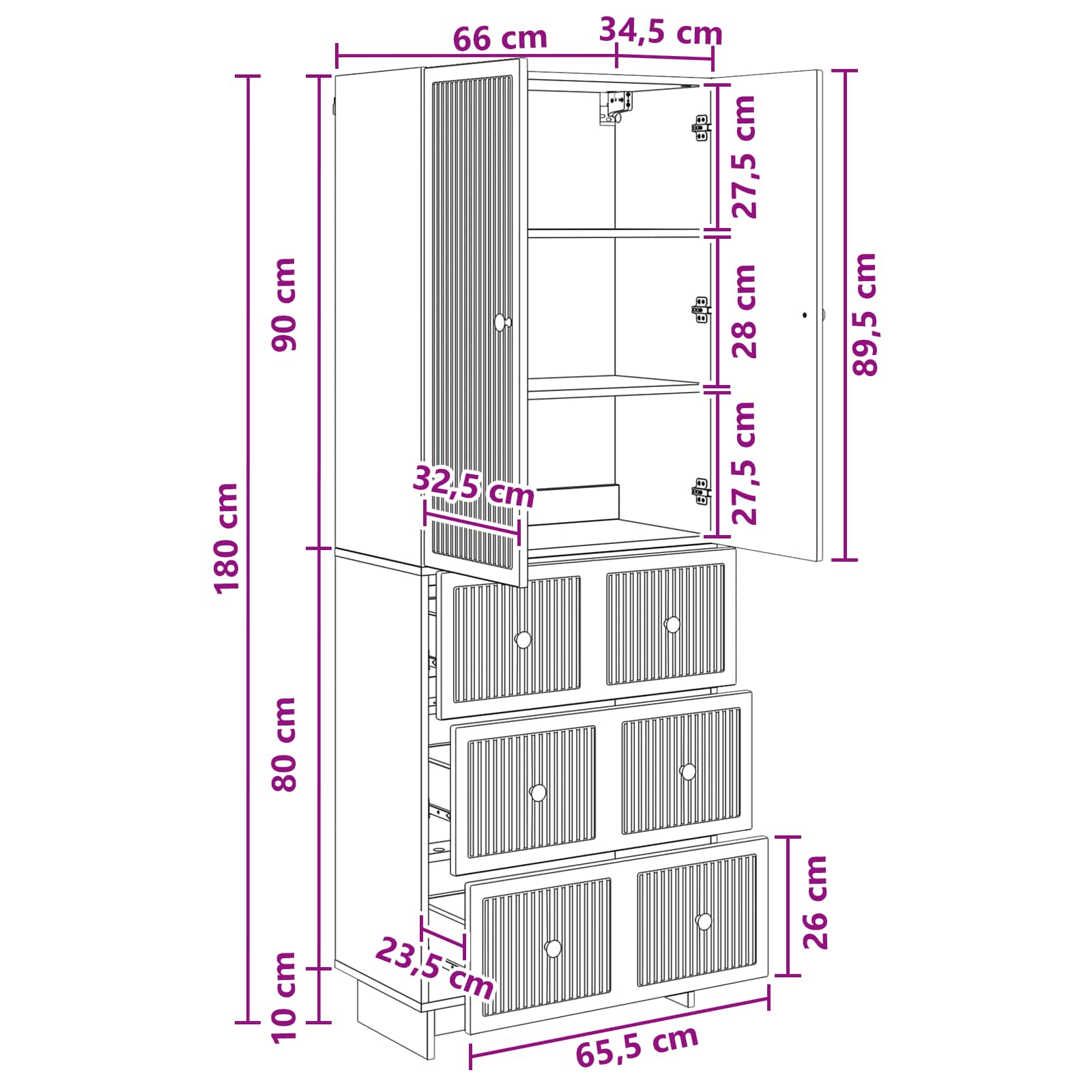 vidaXL Kastenset 2 pcs 66 x 34,5 x 90 cm Bewerkt hout