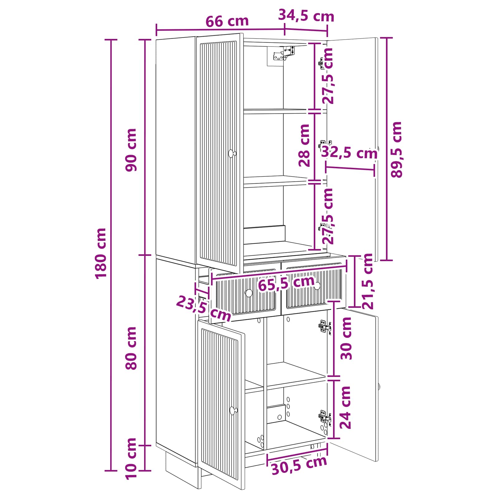 vidaXL Kastenset 2 pcs 66 x 34,5 x 90 cm Bewerkt hout