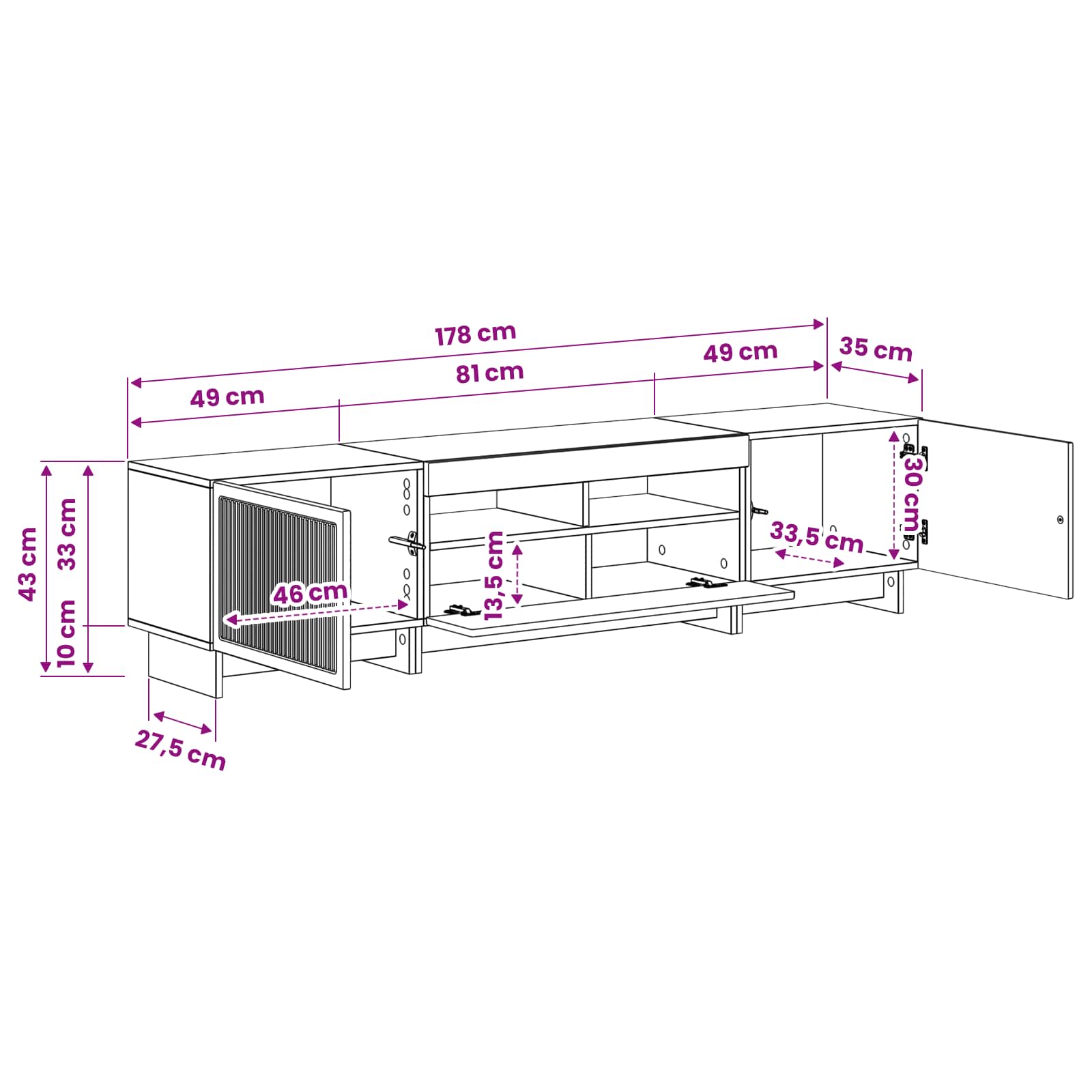 vidaXL 5-delige LED TV-kast Zwart Bewerkt hout