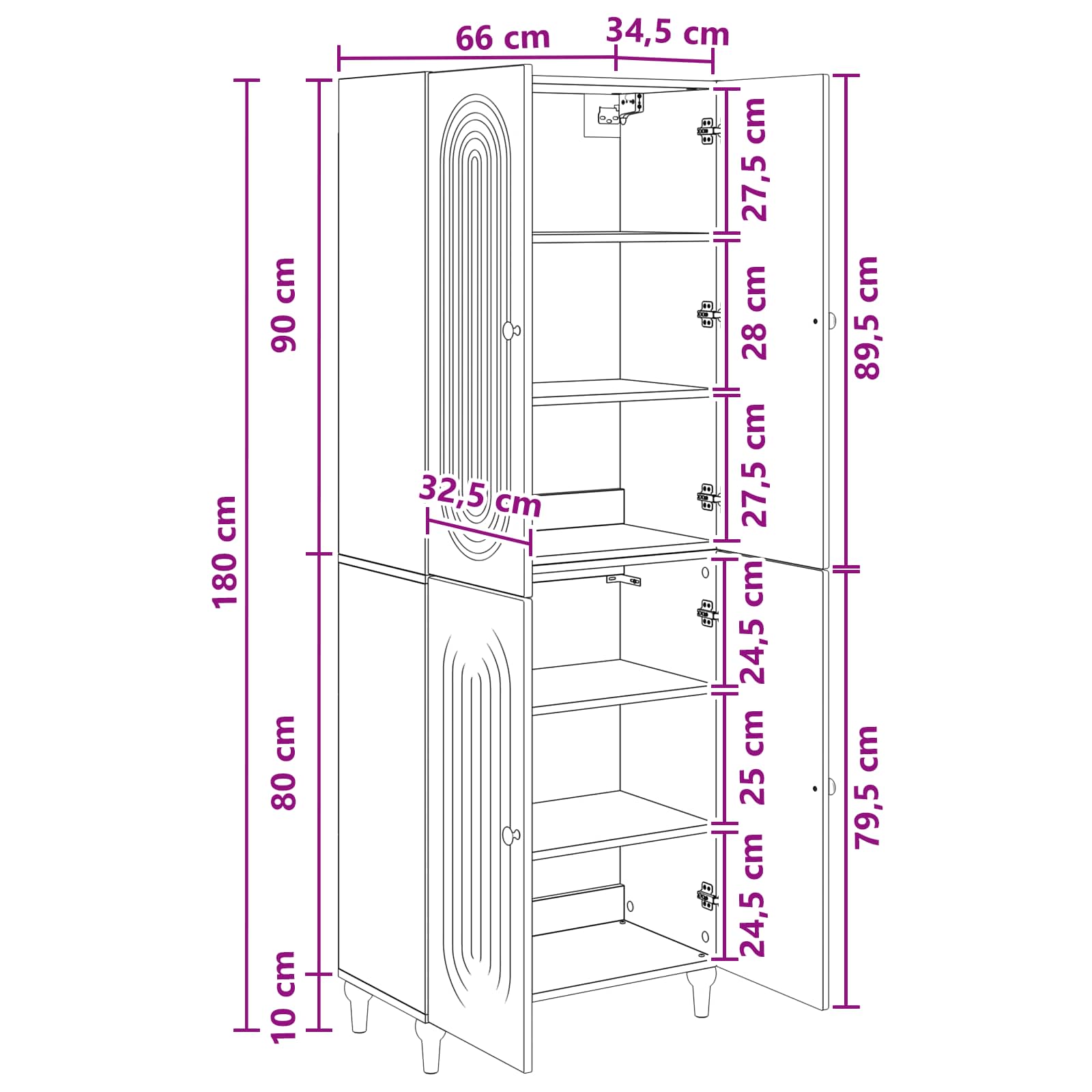 vidaXL Kastenset 2 pcs 66 x 34,5 x 90 cm Bewerkt hout