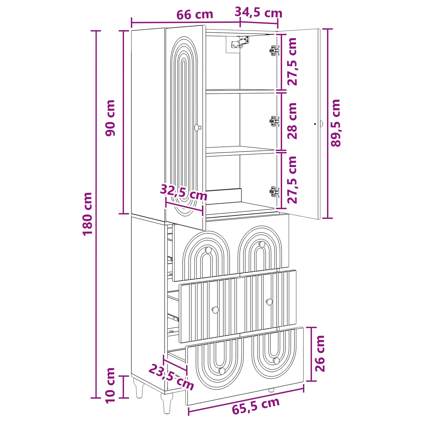 vidaXL Kastenset 2 pcs 66 x 34,5 x 90 cm Bewerkt hout
