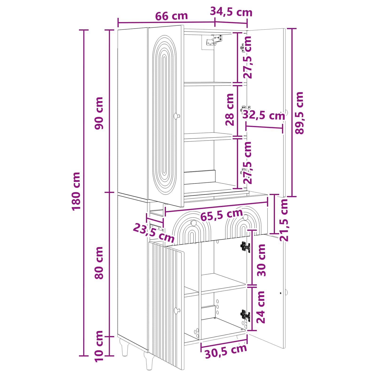 vidaXL Kastenset 2 pcs 66 x 34,5 x 90 cm Bewerkt hout