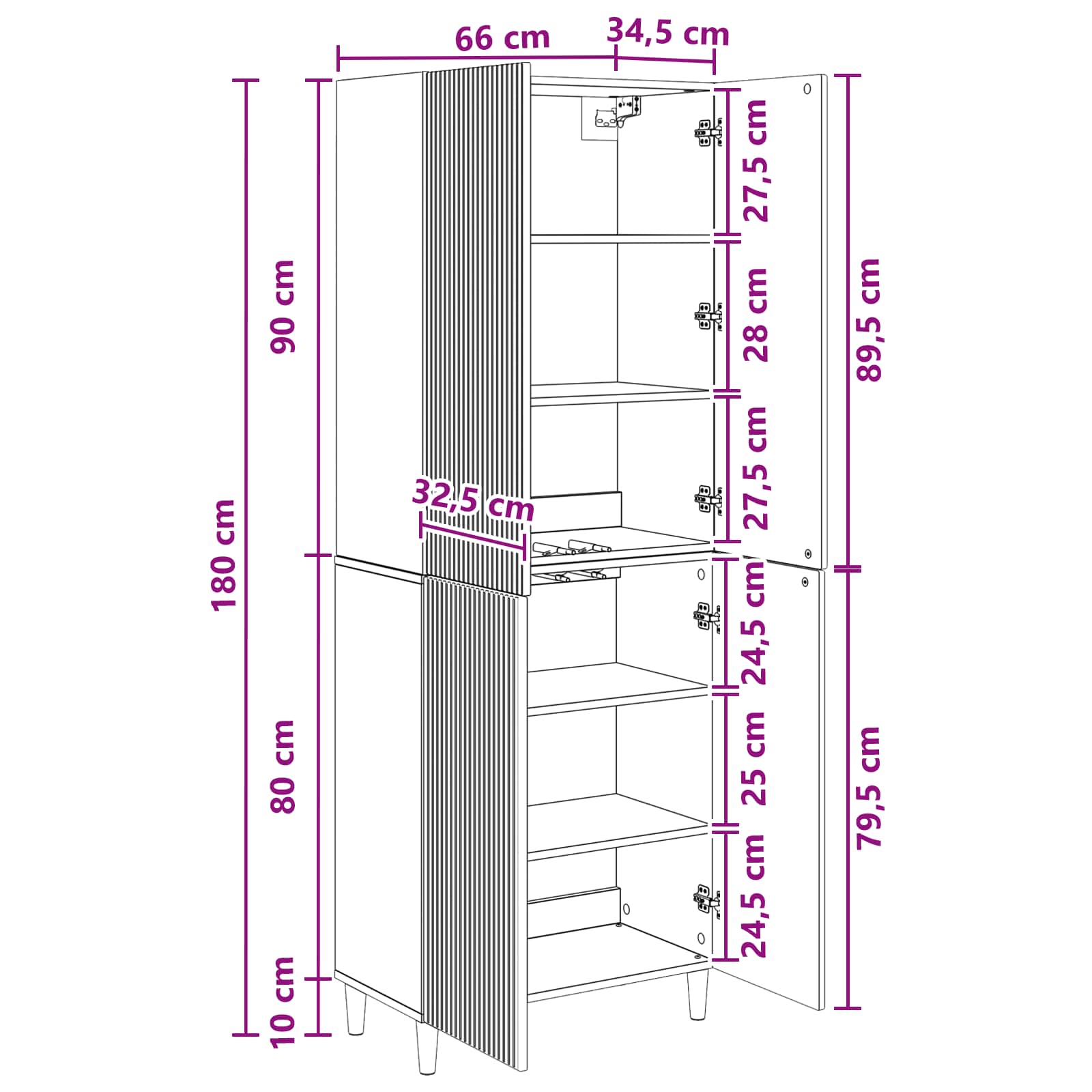 vidaXL Kastenset 2 pcs 66 x 34,5 x 90 cm Bewerkt hout