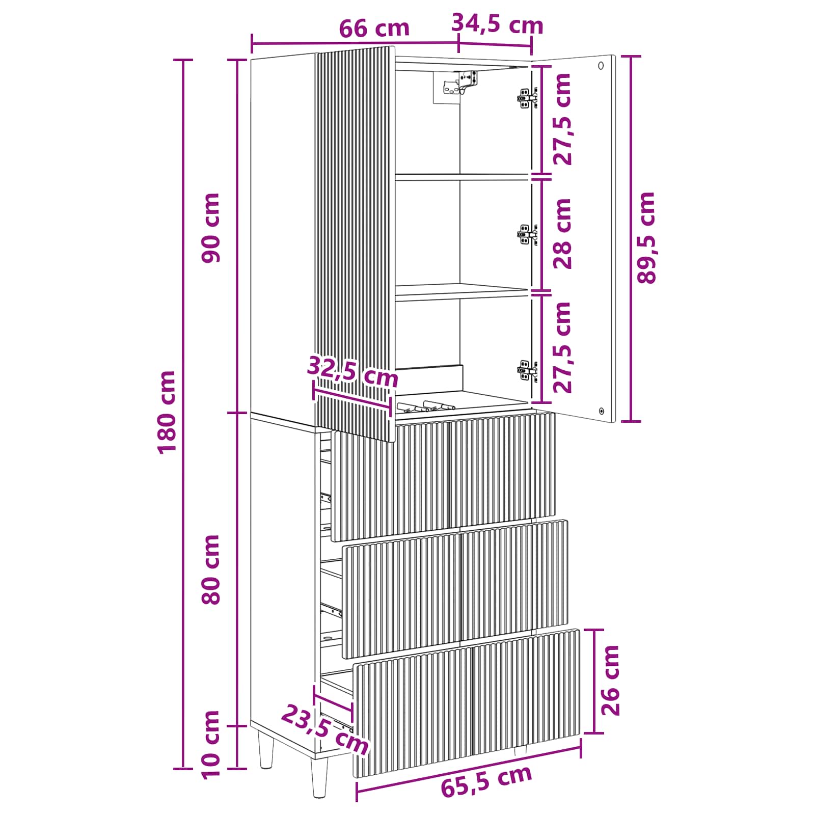 vidaXL Kastenset 2 pcs 66 x 34,5 x 90 cm Bewerkt hout