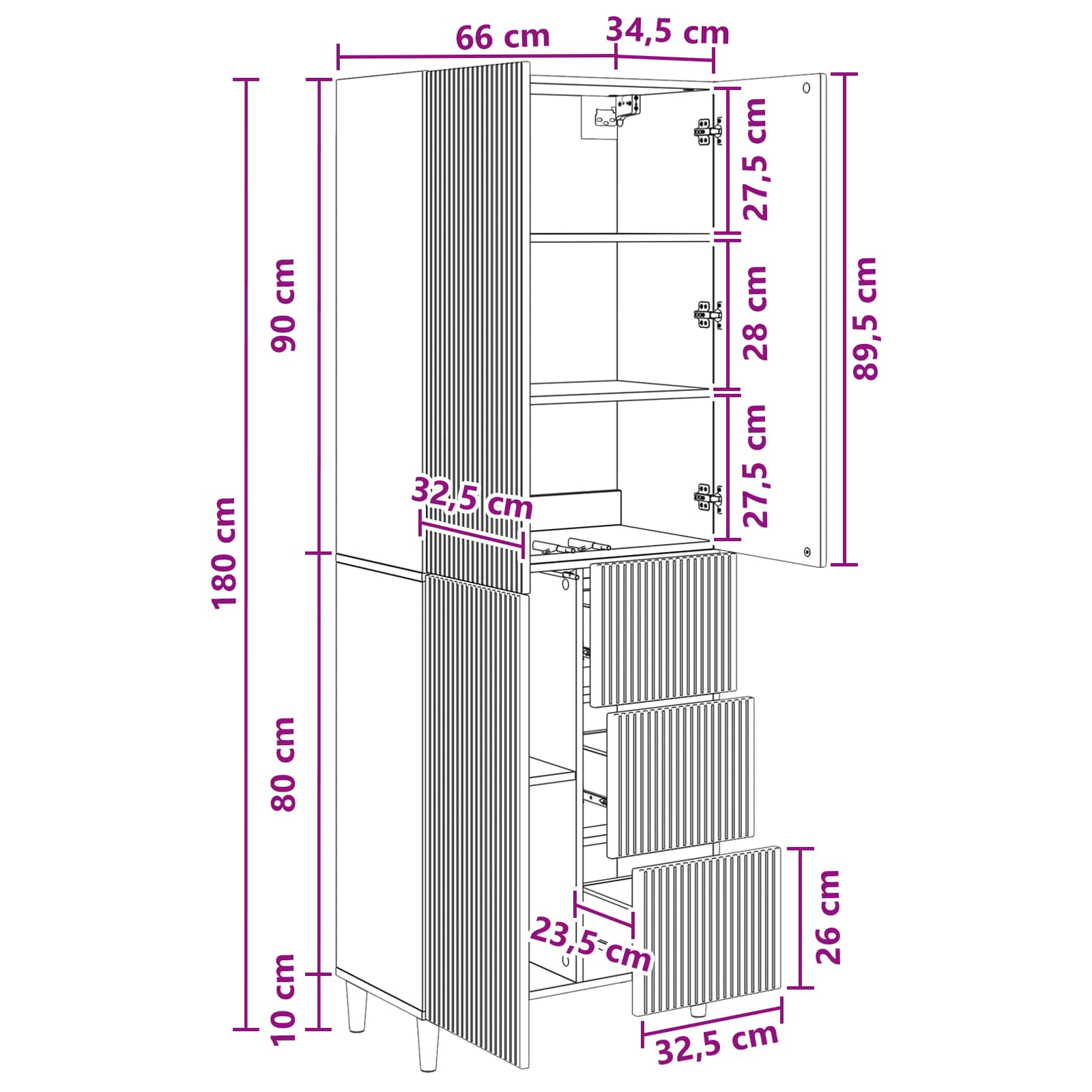 vidaXL Kastenset 2 pcs 66 x 34,5 x 90 cm Bewerkt hout